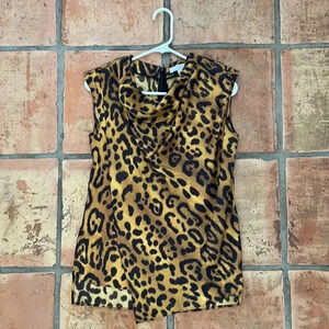 Adam Lippes Collective Size 2 Leopard Cowl Neck Top